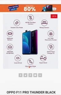 OPPO F11 PRO THUNDER BLACK 64GB 6GB RAM REFURBISHED - Guardsman Red, 16.10cm x 0.90cm x 7.60cm
