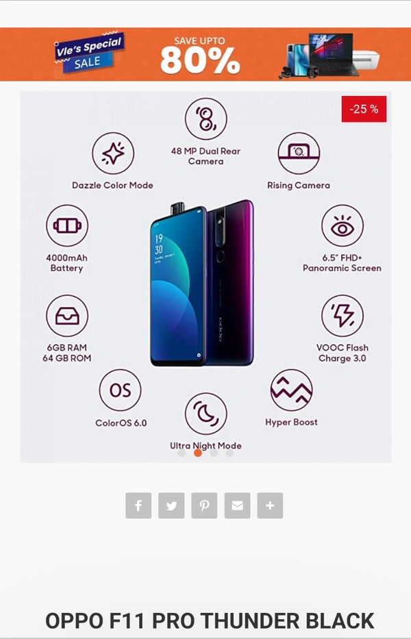 OPPO F11 PRO THUNDER BLACK 64GB 6GB RAM REFURBISHED - Guardsman Red, 16.10cm x 0.90cm x 7.60cm