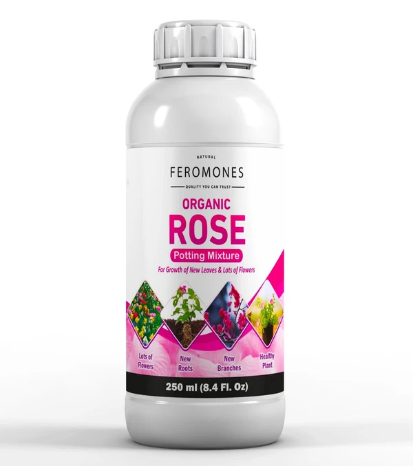 Feromones Organic Rose Super Plant Food - For Rose Plants Growth and Flowering Fertilizer, Potting Mixture - 250 ML