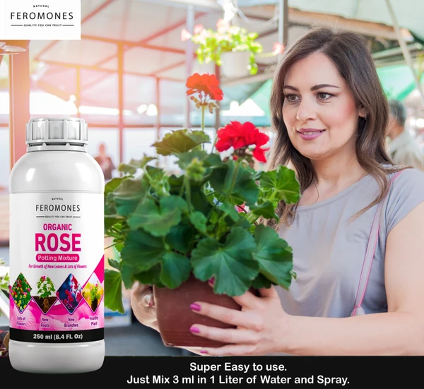 Feromones Organic Rose Super Plant Food - For Rose Plants Growth and Flowering Fertilizer, Potting Mixture - 250 ML