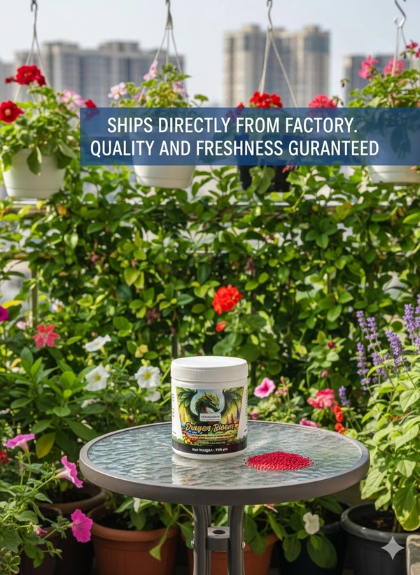 Feromones Dragon Bloom Home Gardening Fertilizer granules - For Mess free home Gardening - 750 Gram
