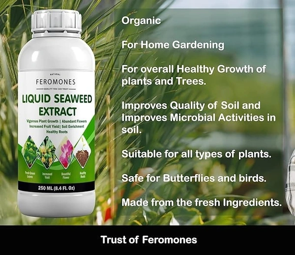 FEROMONES Combo Of Pure Seaweed Extract And Micro Nutrient Booster Liquid - Fertilizer For Home Gardening - 250 ml + 250 ml