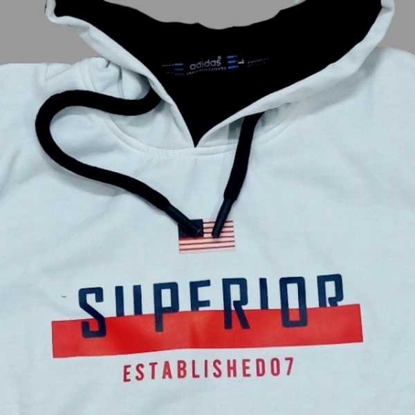 Addidas Sport First Copy White Blue Mens Hoodies  - L, White