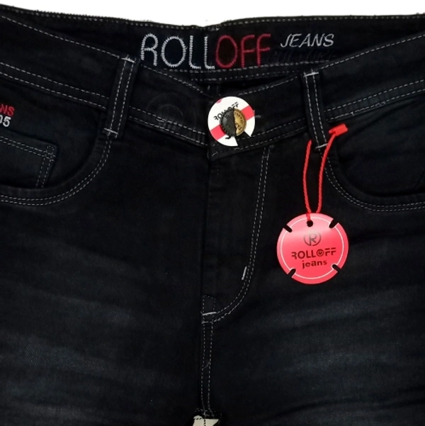 ROLL OFF Premium Light Trending Mens Jeans  - Black, 30