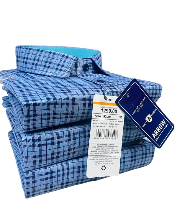 ARROW USA CO.  ARROW USA Blue Short Line Check  - Cornflower Blue, M