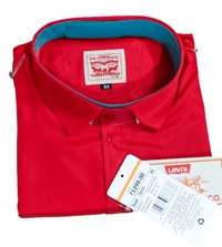 LEVI'S RIVETEF LEVI STRAUSS Co NEW MEN RED PLAIN SHIRT  - Bright Red, M