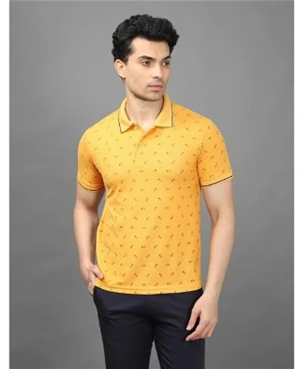 Stylish All Over Print Men's Half Sleeves Polo T-Shirt - M, Yellow