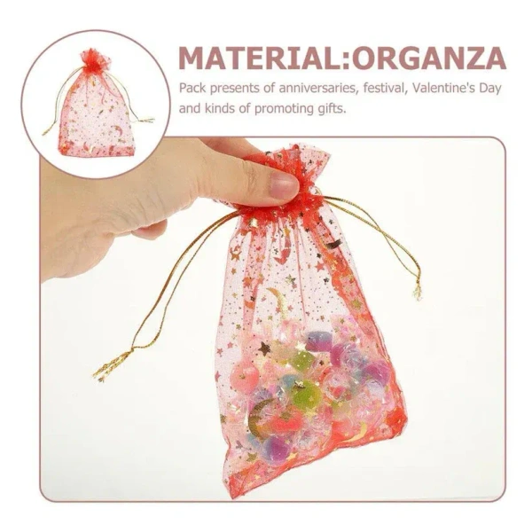 Net Fabric Drawstring Pouch – Ideal for Dry Fruits, Organza Shagun Potli (Mix Sizes & Design) - LIMITED OFFER