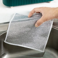 Double-Sided Microfiber Cloth & Stainless Steel Scrubber – Non-Scratch Wire (2 Pc, 20x20 cm) - EASY RETURN   4 DAY DELIVERY