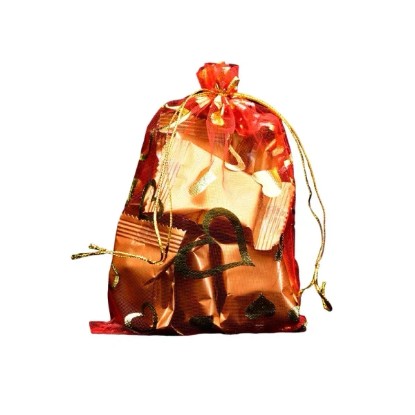 Net Fabric Drawstring Pouch – Ideal for Dry Fruits, Organza Shagun Potli (Mix Sizes & Design) - LIMITED OFFER