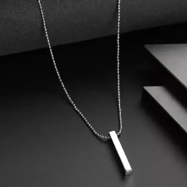 Plain Stick Shape Locket with Chain – Stainless Steel Necklace (2 Pc) - EASY RETURN