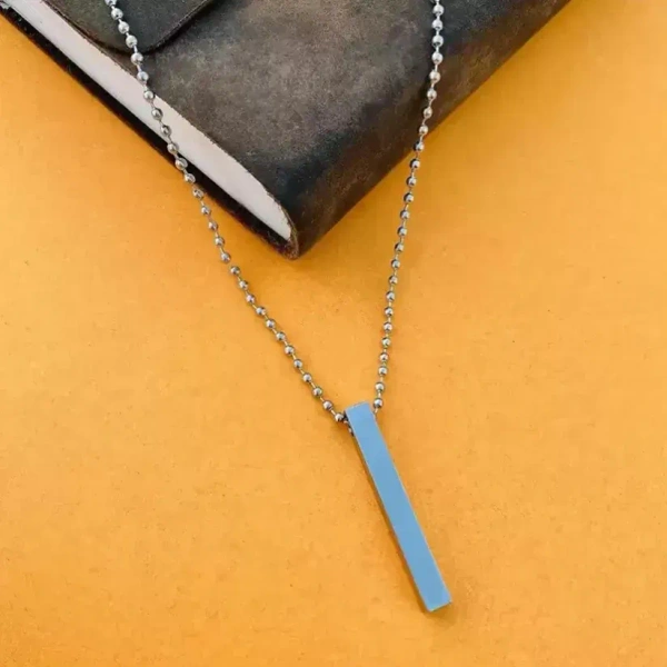 Plain Stick Shape Locket with Chain – Stainless Steel Necklace (2 Pc) - EASY RETURN