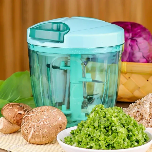 Manual Stainless Steel Vegetable Chopper – Compact, Extra Sharp with 5 Blades - EASY RETURN