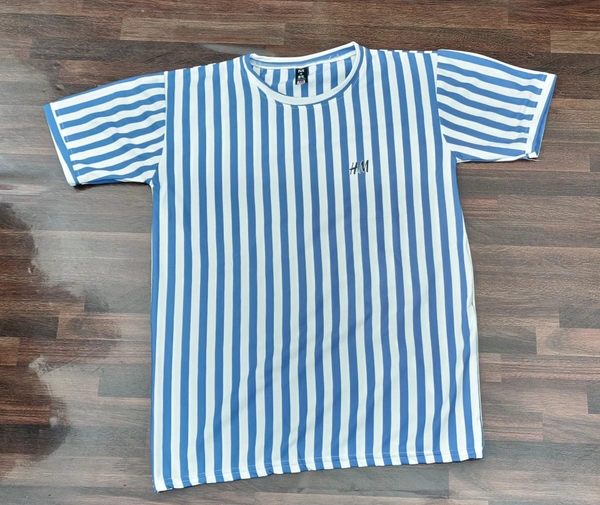 "H&M Men's Medium Striped T-Shirt - White & Light Gray" - XXL, White & Blue"