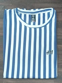 "H&M Men's Medium Striped T-Shirt - White & Light Gray" - XXL, White & Blue"