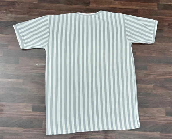 "H&M Men's Medium Striped T-Shirt - White & Light Gray" - XXL, White & Light Gray"