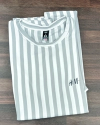 "H&M Men's Medium Striped T-Shirt - White & Light Gray" - XXL, White & Light Gray"