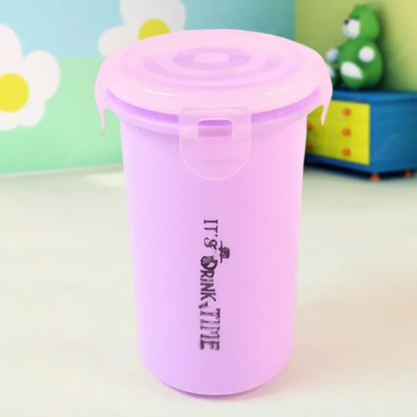 Plastic Lunch Box With Small Box, Bottle & Sponn for Kids Lunch Box (4 Pc Set) - free