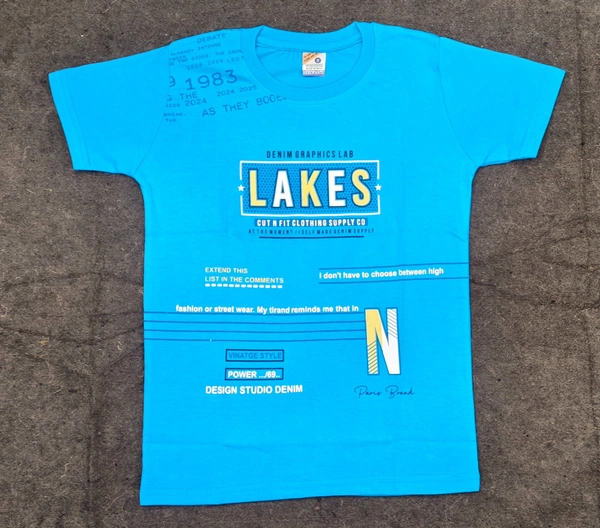 kids summer t shirt  fot boyes  - bright blue, 5-6