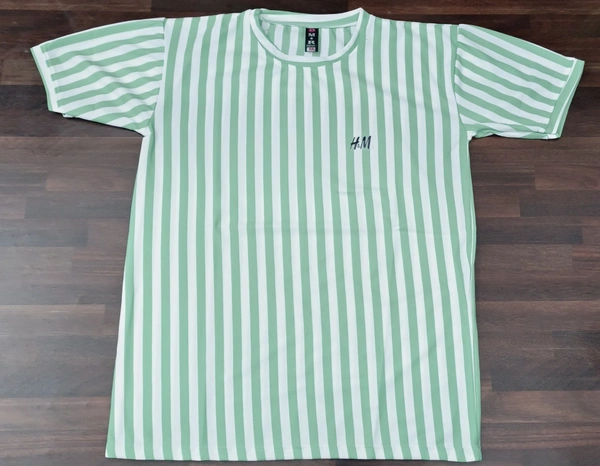 "H&M Men's Medium Striped T-Shirt - White & Light Gray" - XXL, White & Light Green"