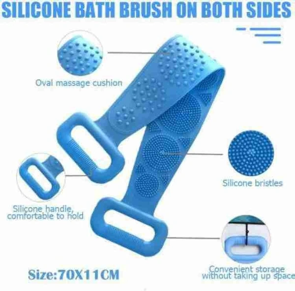 Silicone Body Back Scrubber Double Side Bathing Brush for Skin Deep Cleaning - EASY RETURN