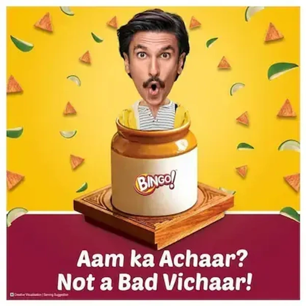 Bingo! Mad Angles Achaari Masti - Mango Pickle Flavour Crunchy Triangle Chips Pack - 60 g - 