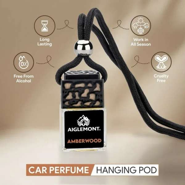 Aiglemont's Amberwood Car Perfume Hanging Pod | Car Air Freshener | Car Accessories - yes, Amberwood perfume