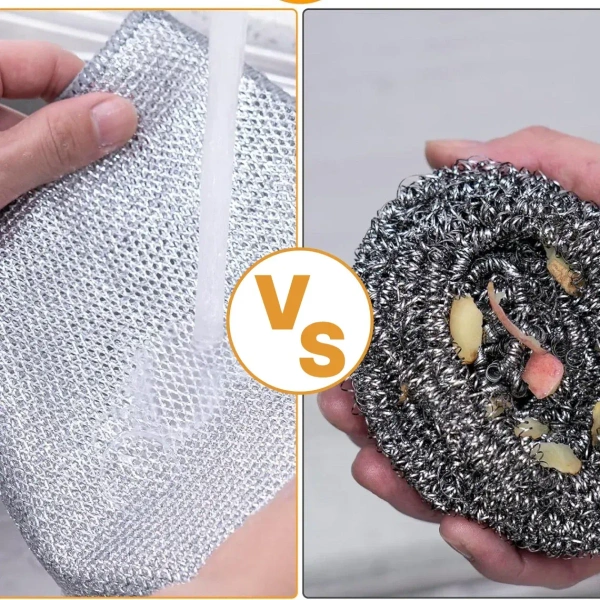 Double-Sided Microfiber Cloth & Stainless Steel Scrubber – Non-Scratch Wire (2 Pc, 20x20 cm) - EASY RETURN   4 DAY DELIVERY