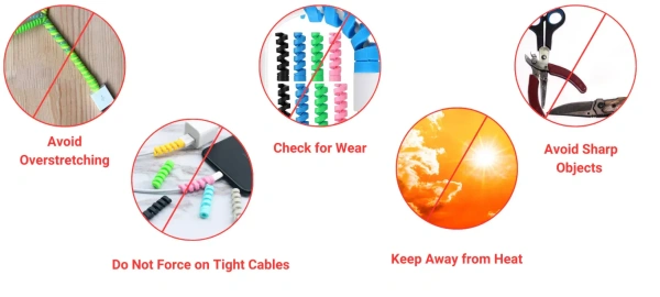 Spiral Charger Spring Cable Protector Data Cable Saver (Pack of 4) - EASY RETURN   4 DAY DELIVERY