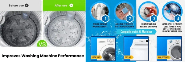 Washing Machine Stain Tank Cleaner Deep Cleaning Detergent Tablet ( 10pc ) - EASY RETURN