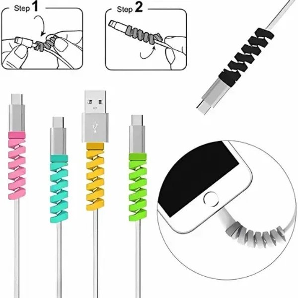 Spiral Charger Spring Cable Protector Data Cable Saver (Pack of 4) - EASY RETURN   4 DAY DELIVERY