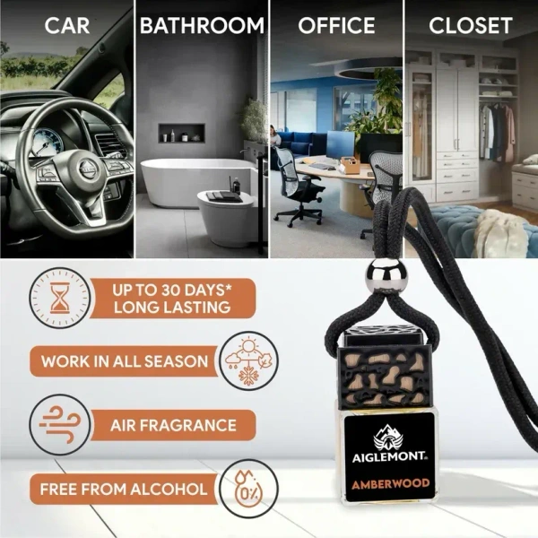 Aiglemont's Amberwood Car Perfume Hanging Pod | Car Air Freshener | Car Accessories - yes, Amberwood perfume