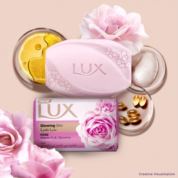 Lux LUX Flaw-Less Glow Jasmine & Vitamin C + E Soap Bar, 150 g (Combo Pack of 8) | Moisturizing Bathing Soap for Soft, Glowing Skin & Body | For Men & Women