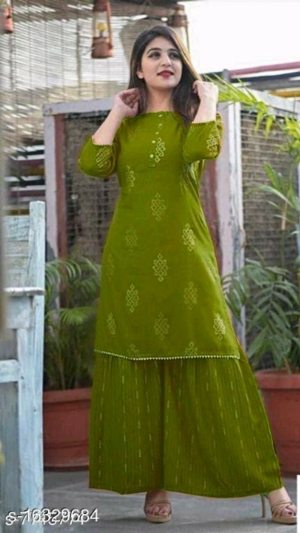 Women Rayon Short Kurti With Palazzos