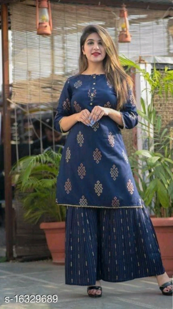 Women Rayon Short Kurti With Palazzos