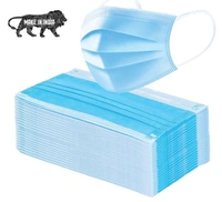  Disposable Face Mask With Nose Clip (Blue, Without Valve,Pack Of 100) For Unisex