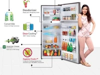 LG 335 L Frost Free Double Door 3 Star Convertible Refrigerator  (Dazzle Steel, GL-T372JDS3)