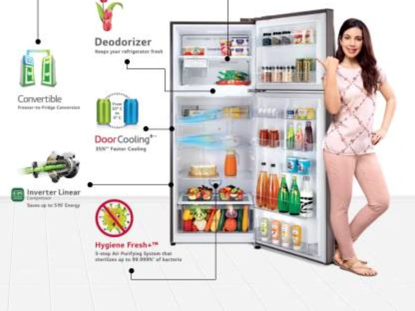LG 335 L Frost Free Double Door 3 Star Convertible Refrigerator  (Dazzle Steel, GL-T372JDS3)