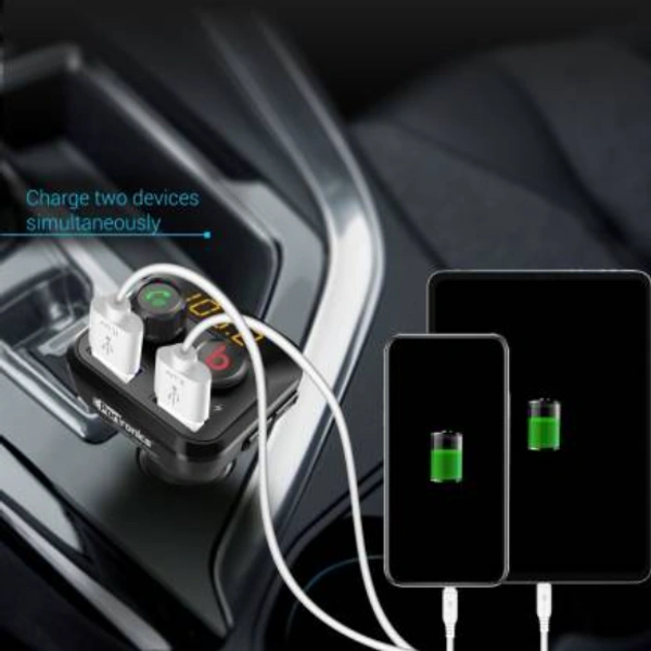 Portronics v5.0 Car Bluetooth Device with Car Charger  (Black)