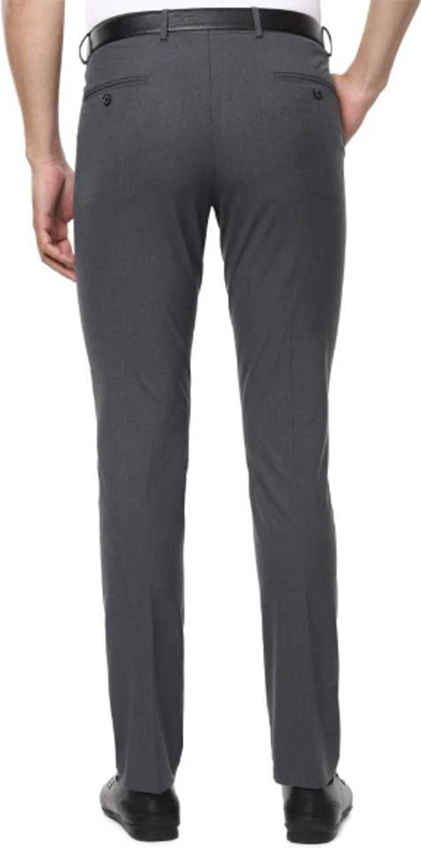 Slim Fit Men Grey Polyester Viscose Blend TrousersCoupons for you