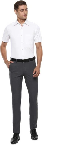Slim Fit Men Grey Polyester Viscose Blend TrousersCoupons for you