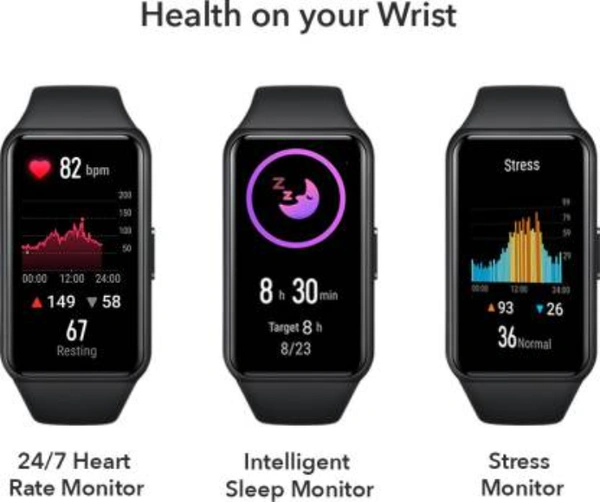 Honor Band 6  (Meteorite Black Strap, Size : Regular) - 