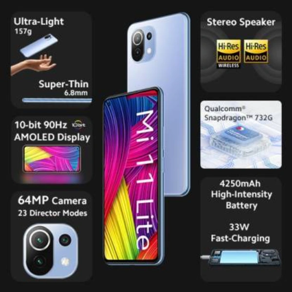 Mi 11 Lite (Jazz Blue, 128 GB)  (8 GB RAM)