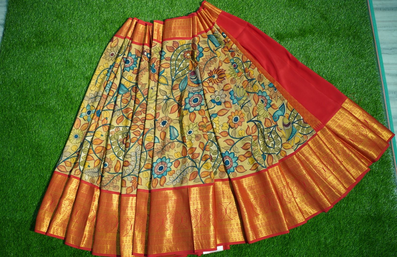 Chanderi Silk Saree Cream Colour Kalamkari Handblock Printed with running  blouse-Indiehaat – Indiehaat.com