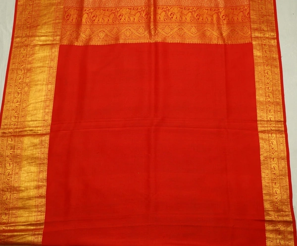 KALAMKARI HAND PAINTED KANCHI  BIG BORDER  FLORAL  SAREE -KHPPPKBBFS013