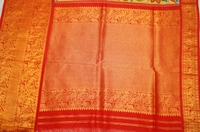KALAMKARI HAND PAINTED KANCHI  BIG BORDER  FLORAL  SAREE -KHPPPKBBFS013