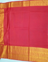 KALAMKARI HAND PAINTED KANCHI  BIG BORDER  FLORAL  SAREE -KHPPPKBBFS023