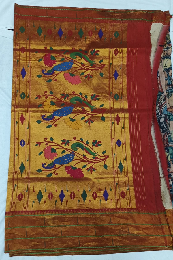 KALAMKARI HAND PAINTED PAITHANI STORY SAREE -KHPPSS004