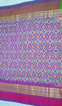 POCHAMPALLY WITH KALAMKARI HAND PAINTED PURE PATTU FLORAL SAREE -PKHPPPFS-003