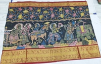KALAMKARI HAND PAINTED KANCHI BORDER STORY SAREE - KHPKBSS003